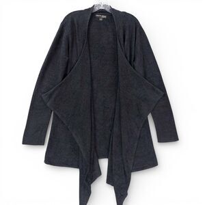 Barefoot Dreams CozyChic Lite Open Front Cardigan L/XL Black Draped Soft Knit
